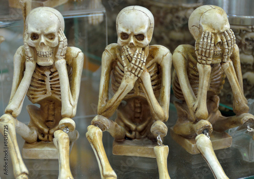 Tablou pe pânză Hear no evil, speak no evil, see no evil skeletons