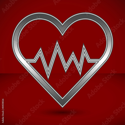 Heart symbol with metal texture. Editable vector. Eps 10
