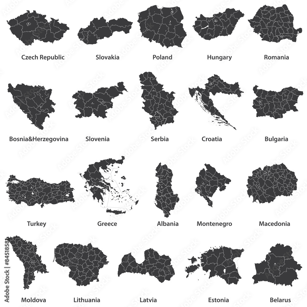 Naklejka premium vector maps of european coutries