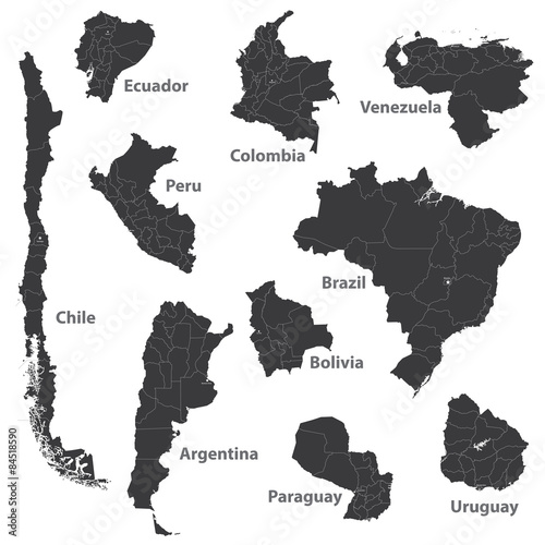 vector maps of South American countries