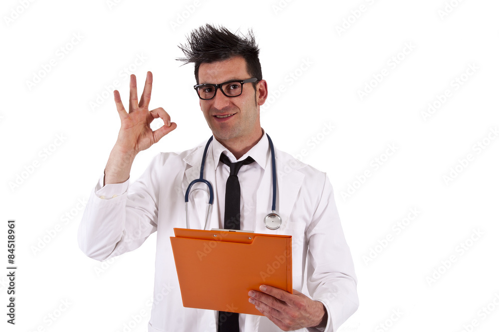 young doctor doing ok sign young doctor doing ok sign