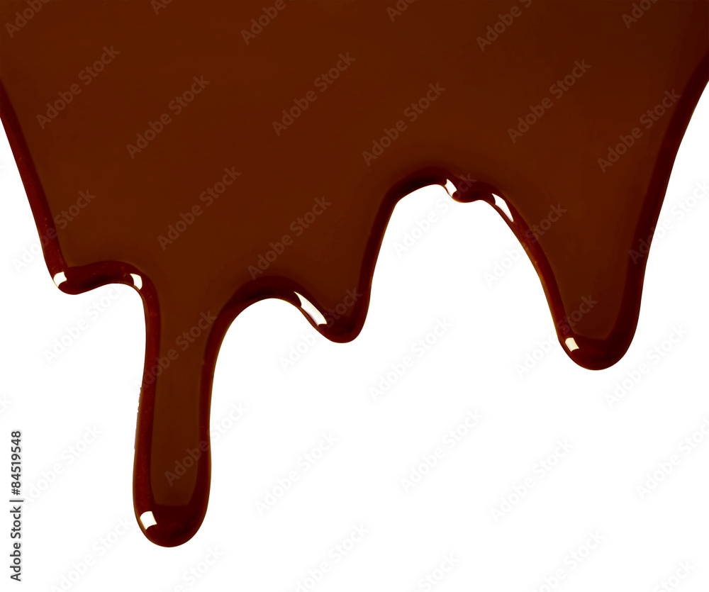 Dripping melted chocolate, isolated on white Dripping melted chocolate, isolated on white