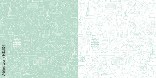 seamless pattern with objects symbolizing the sea voyage