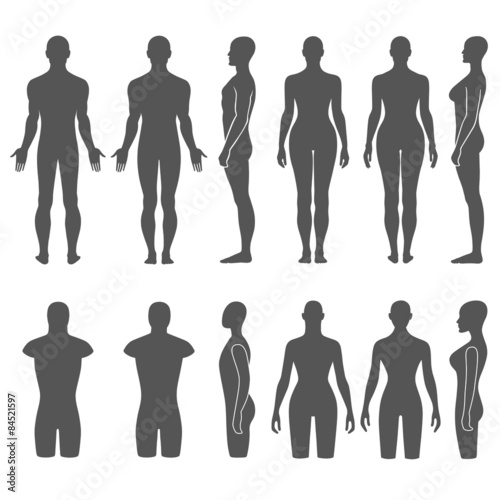 Man & woman mannequin outlined silhouette torso