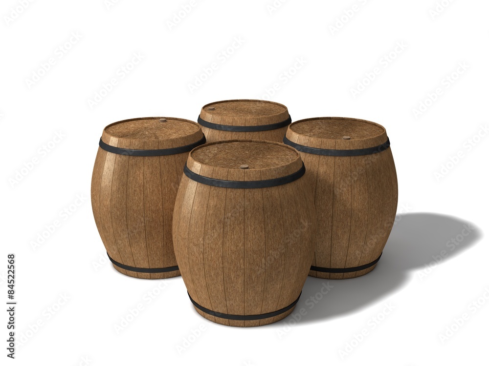 Fototapeta premium 3d alcohol barrels.isolated on white.