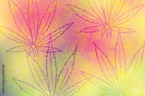 colorfull background with several marijuana leafs 