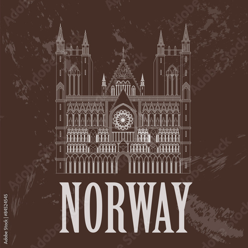 Norway landmarks. Retro styled image