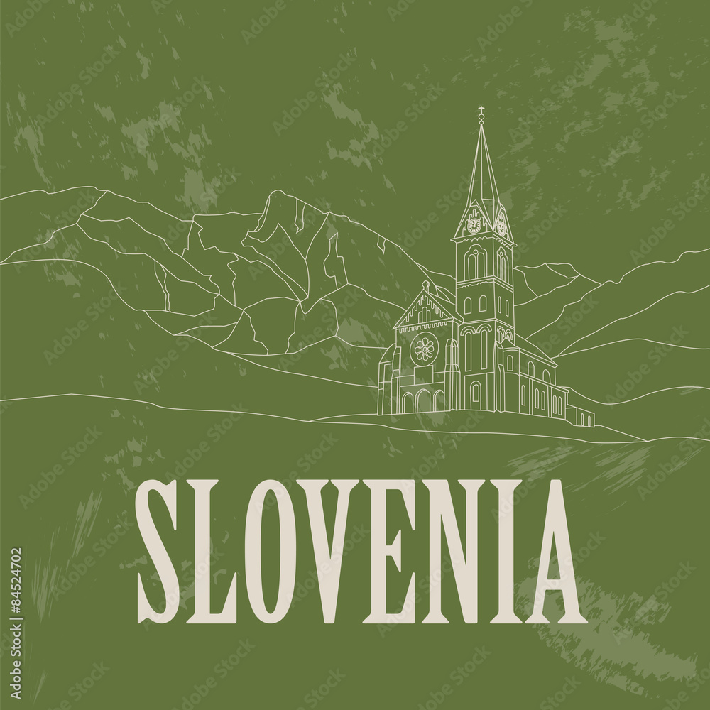 Obraz premium Slovenia landmarks. Retro styled image