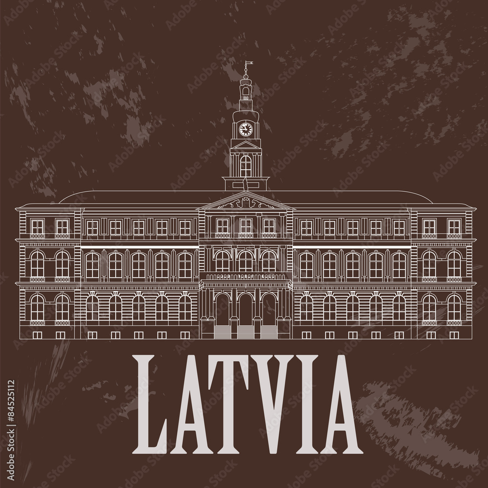 Latvia landmarks. Retro styled image