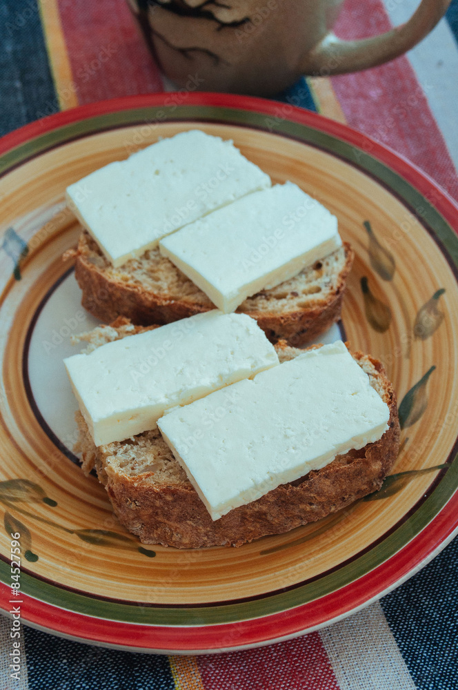 Homemade bread with cheese