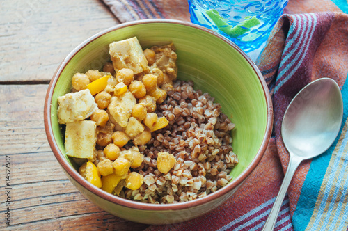 Tofu Chickpea Stir Fry with buckwheat