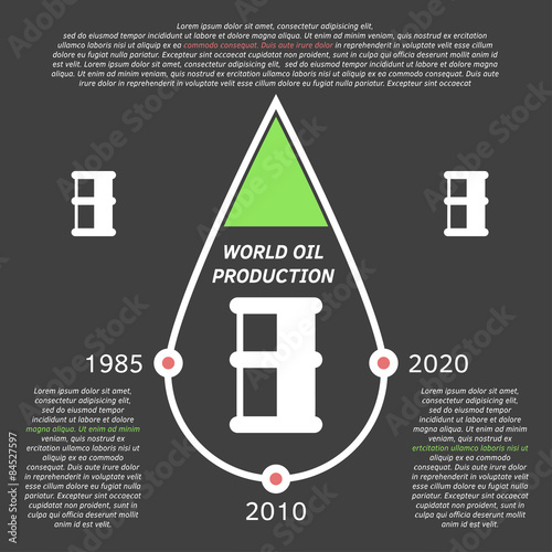 Vector illustration, concept of oil drop and barrels.