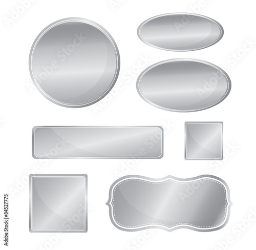 Blank metallic icon set silver color