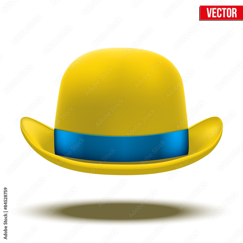Fototapeta premium Yellow bowler hat on a white background. vector