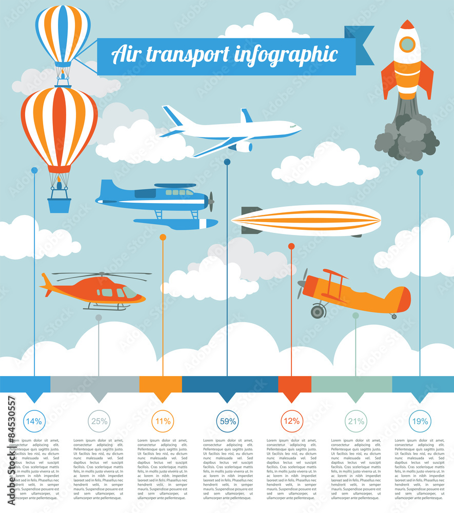 Air transport infographics elements