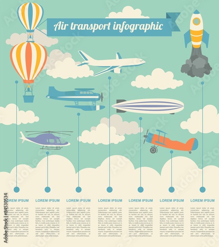 Air transport infographics elements