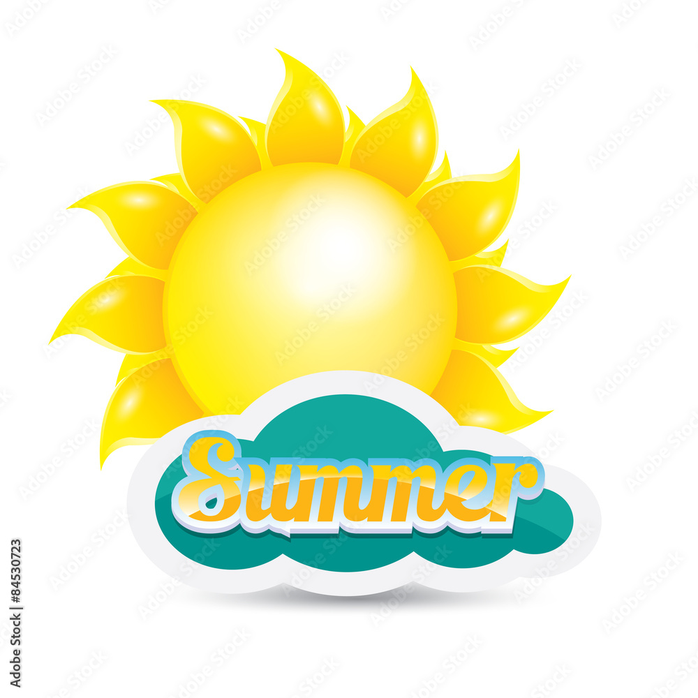 Naklejka premium vector summer label. summer icon with sun. 