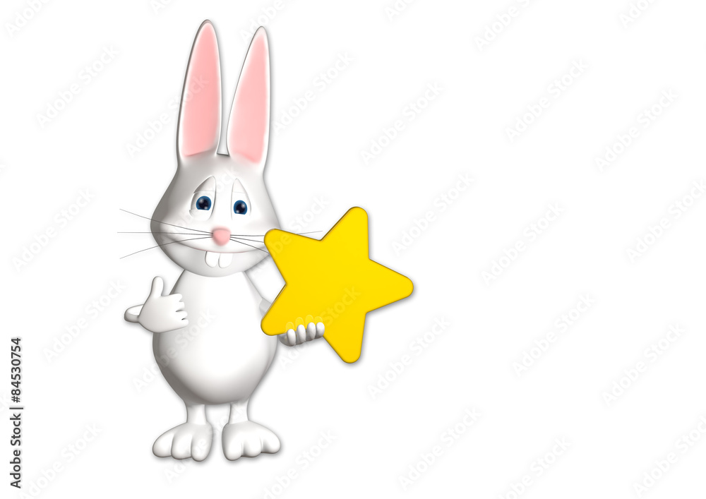 Obraz premium Hase Stern Superstar Gewinner 3D weiß zeigen Comic