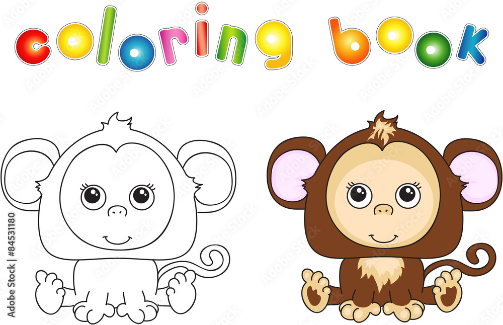 Naklejka premium Funny and cute monkey