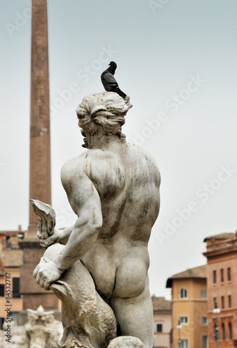 Piazza Navona square landmark with fountains in Rome