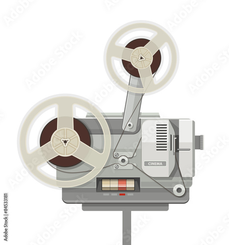Vintage retro cinema projector for film show. Eps10 vector
