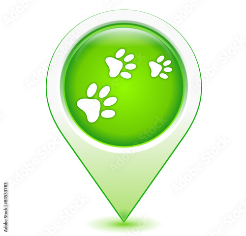 traces de chiens sur marqueur géolocalisation vert