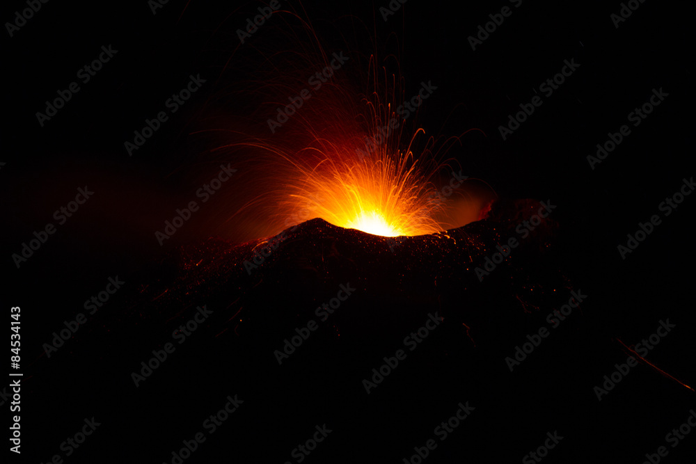 Volcanic night eruption