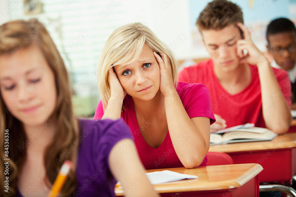 High School: Girl Frustrated with Assignment High School: Girl Frustrated with Assignment