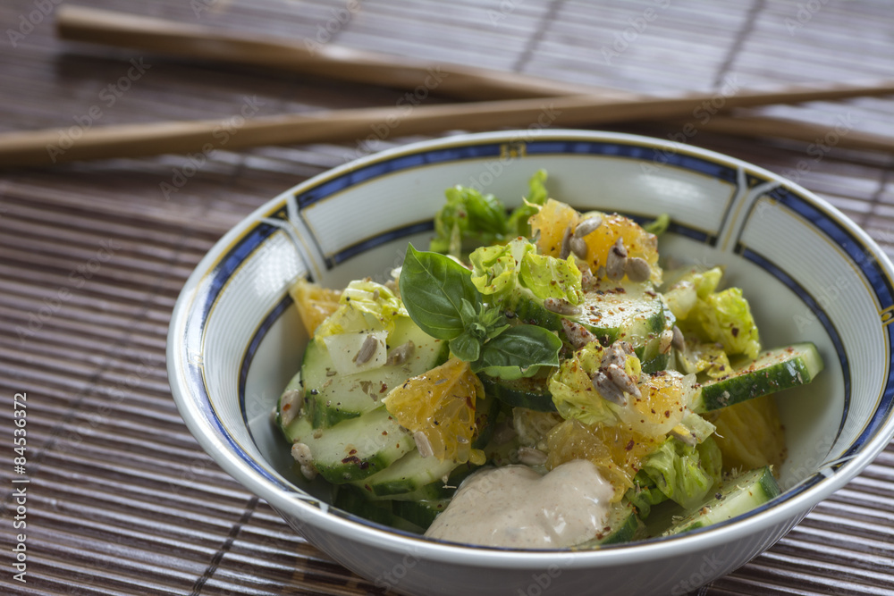 Salad of cucumbers and oranges