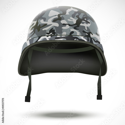 Military helmet with camo pattern vector