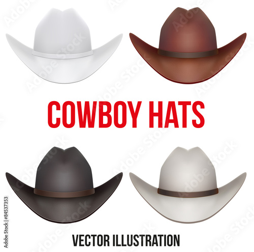 Set of cowboy hats. Vector Illustration Isolated on white background.