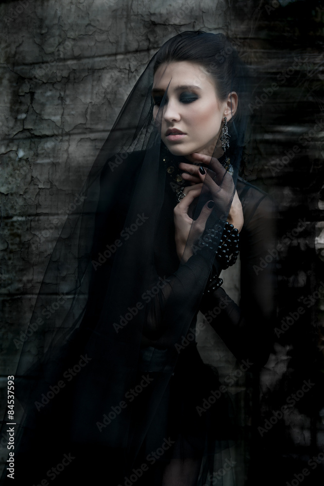 Fashiom model dressed in gothic style. Vamp. Fashiom model dressed in gothic style. Vamp.