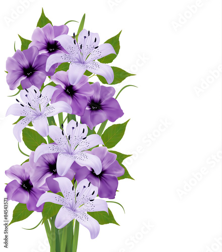 Holiday background with colorful beautiful flowers. Vector illus