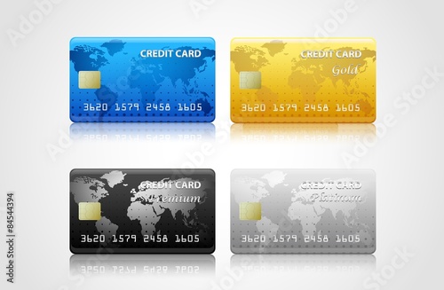 collection of credit cards isolated on white. Vector