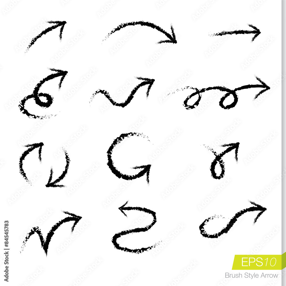 Obraz premium Set of doodle rough bursh arrows, Design element for business pr
