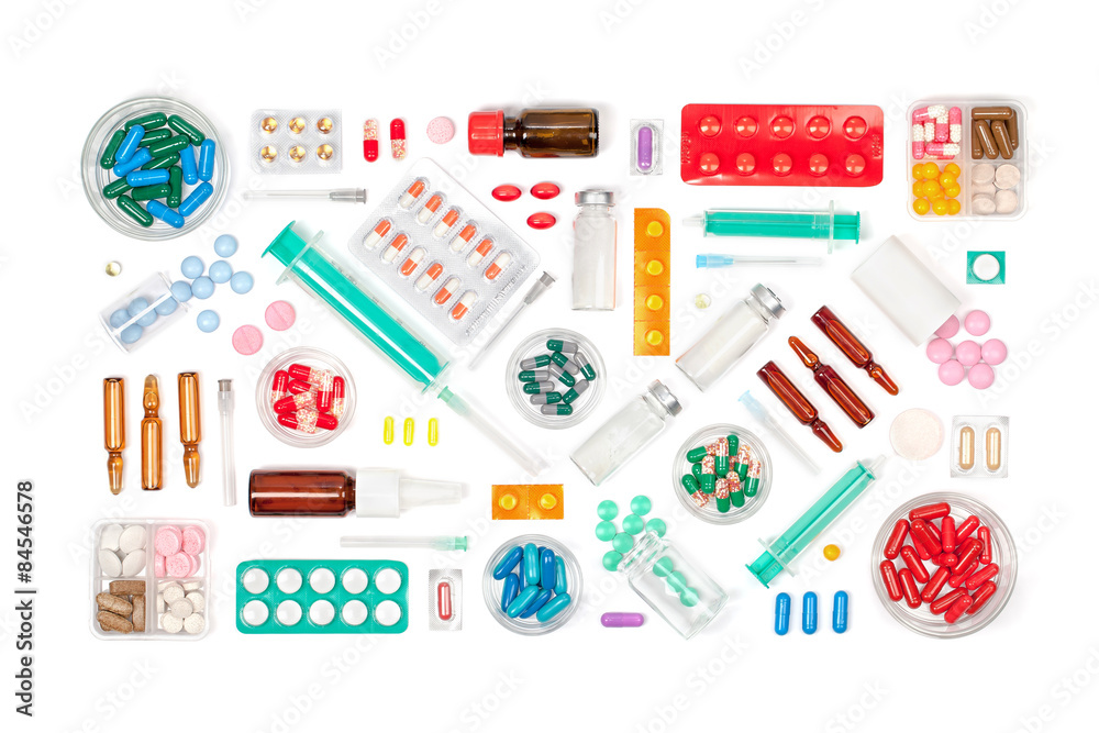 pills on white background pills on white background