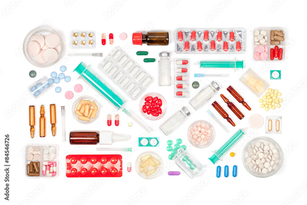 pills on white background pills on white background
