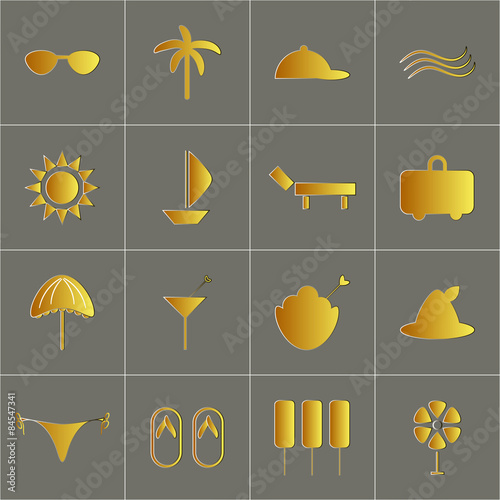 Set beach icons