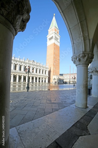 high Campanile of Saint Mark in Venice italy