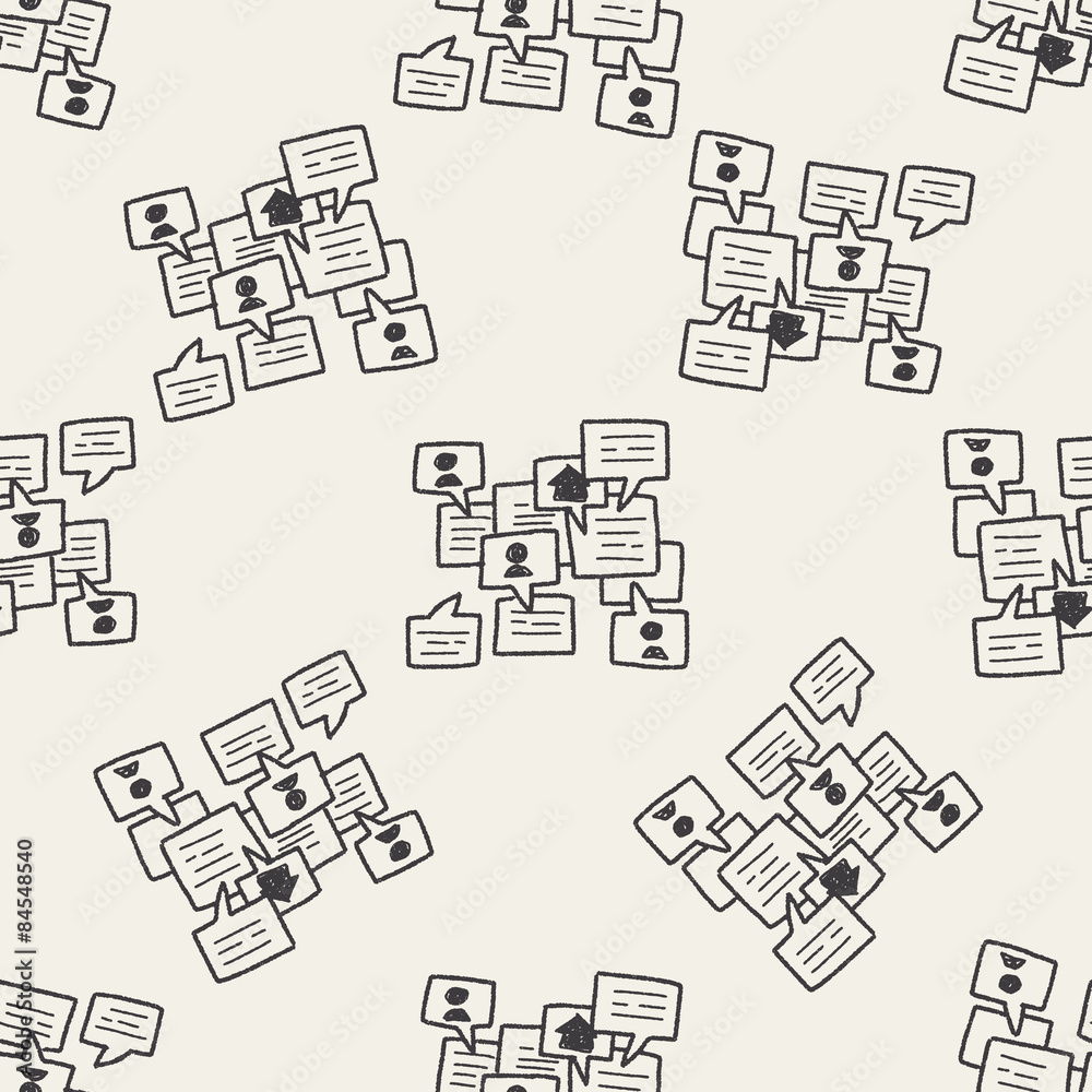 people talk doodle seamless pattern background