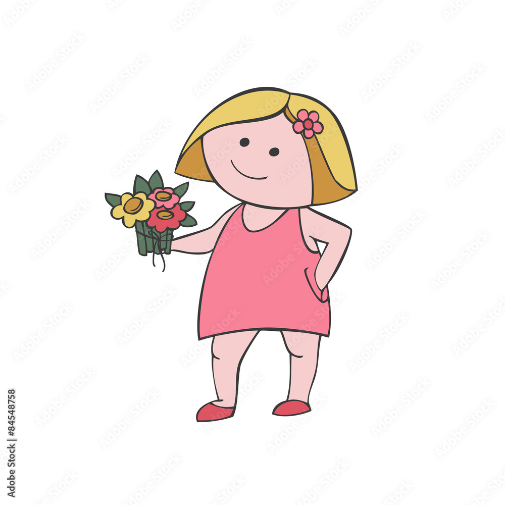Vector girl a with a bouquet Vector girl a with a bouquet