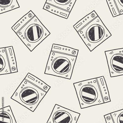 washing machine doodle seamless pattern background