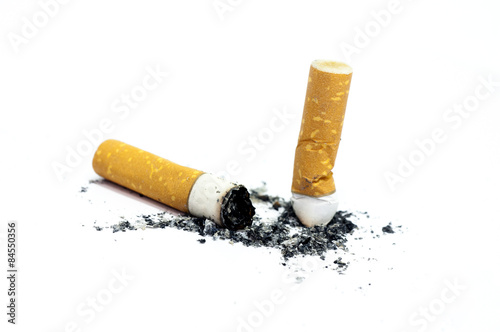 finished cigarettes isolated on white