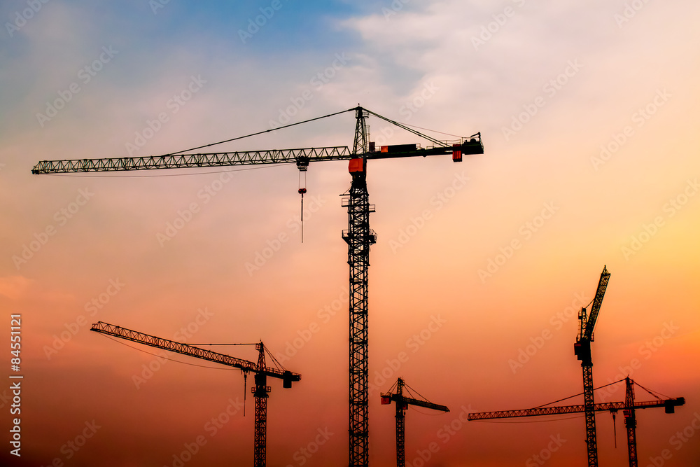 Industrial landscape with  cranes