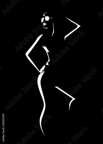 Girl contour on black