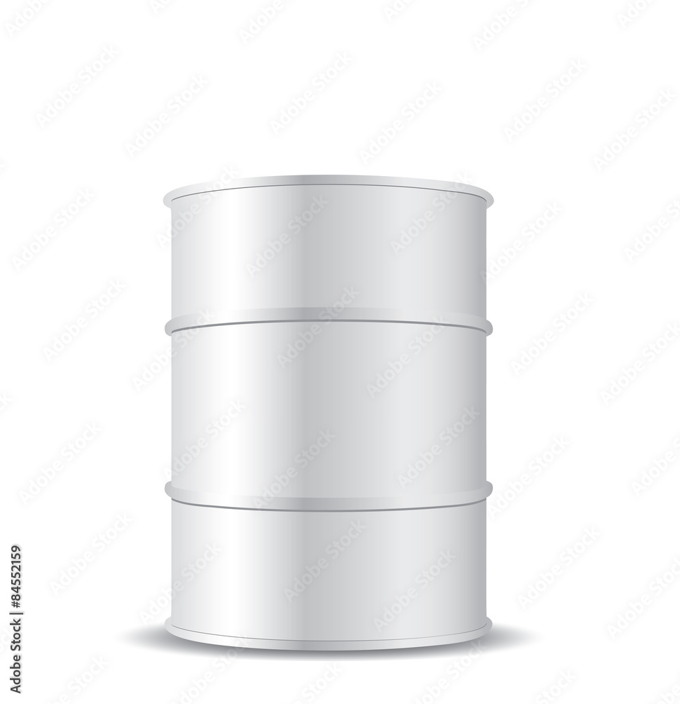 White metal barrel isolated on white White metal barrel isolated on white