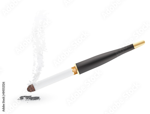 Cigarette with a wooden mouthpiece, isolated on white