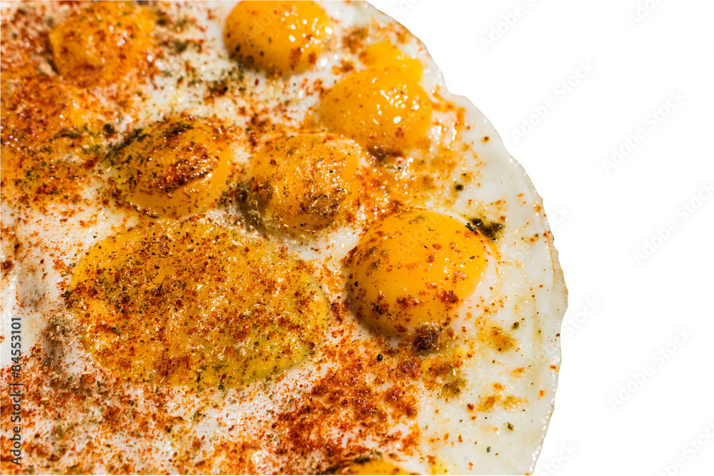 Quail egg omelette isolated with clipping path