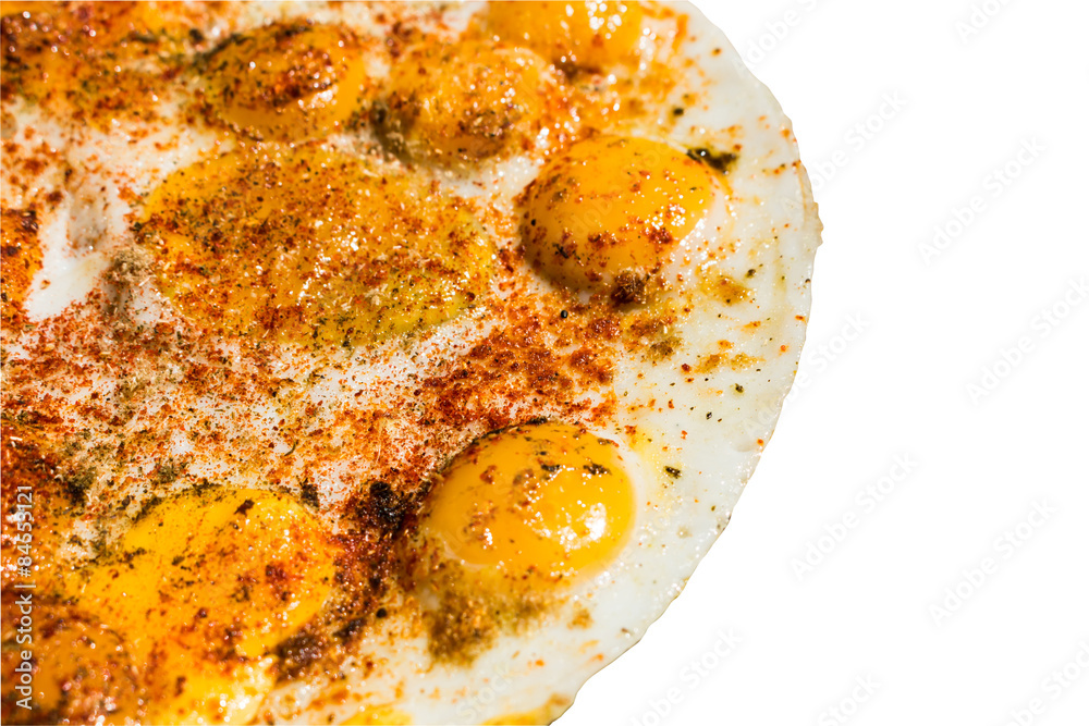 Quail egg omelette isolated with clipping path Quail egg omelette isolated with clipping path