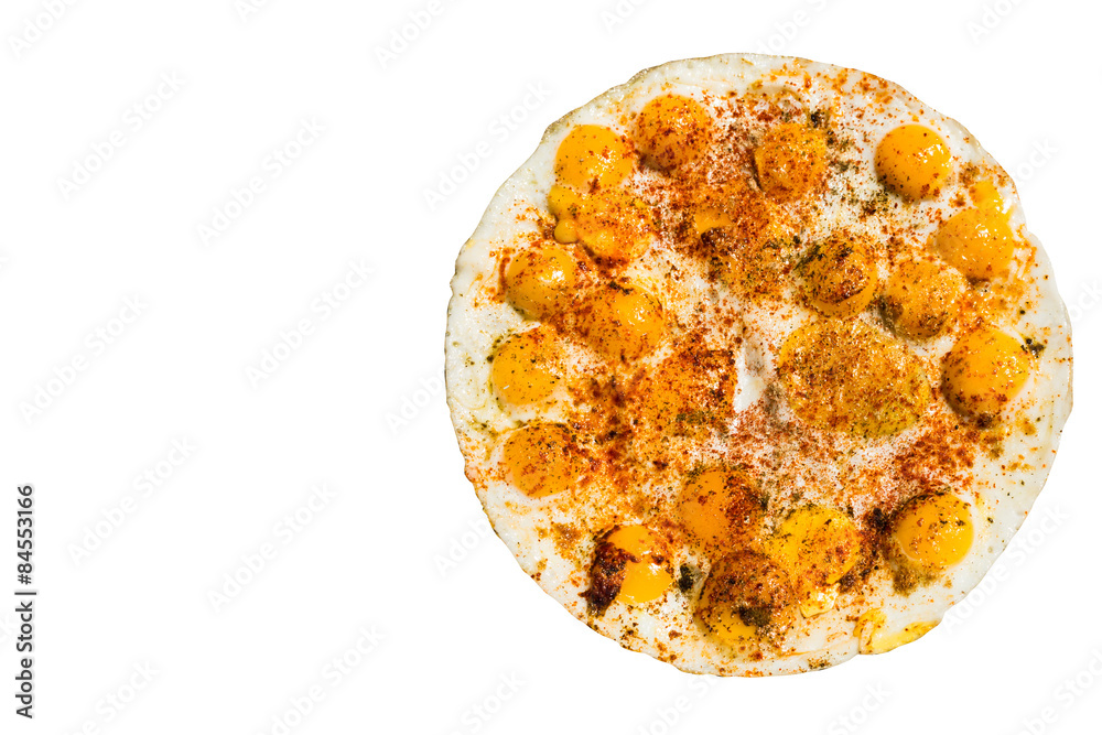 Quail egg omelette isolated with clipping path Quail egg omelette isolated with clipping path